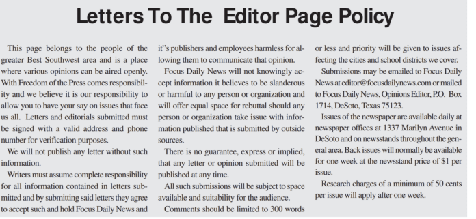 letter to editor policy text