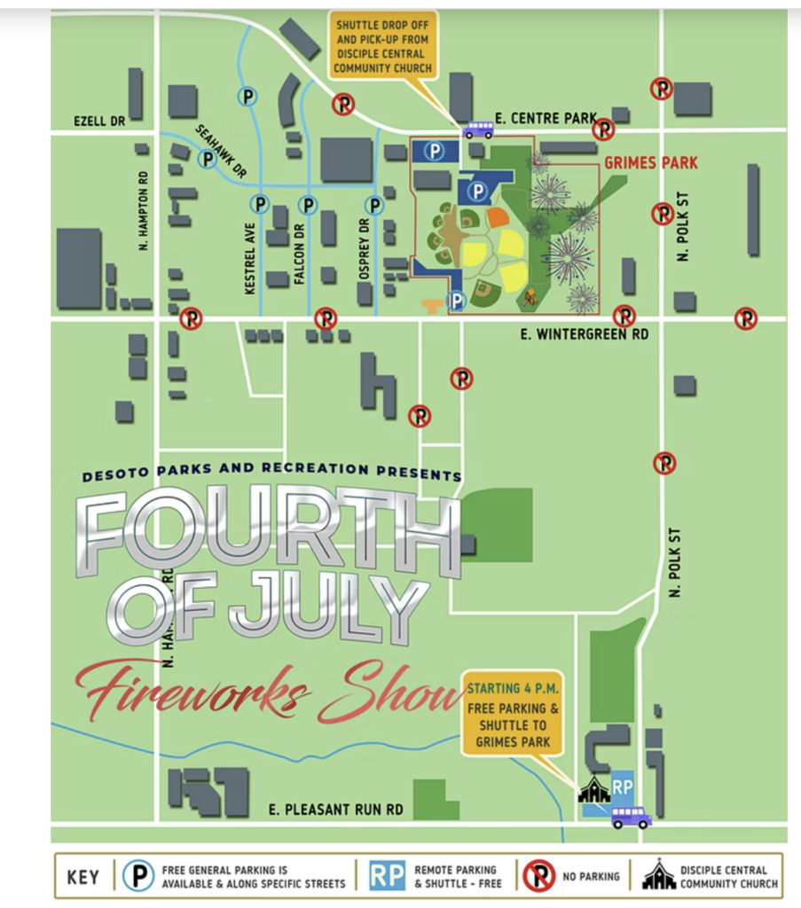 shuttle map DeSoto 4th of July