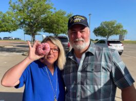 Ed Gardner with Anna Hammonds and donut
