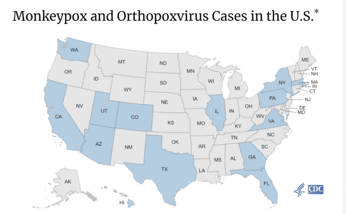 CDC Monkeypox data map June 2022