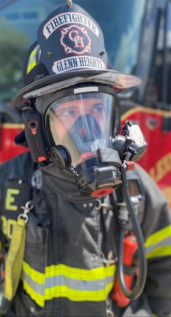 firefighter wearing thermal mask