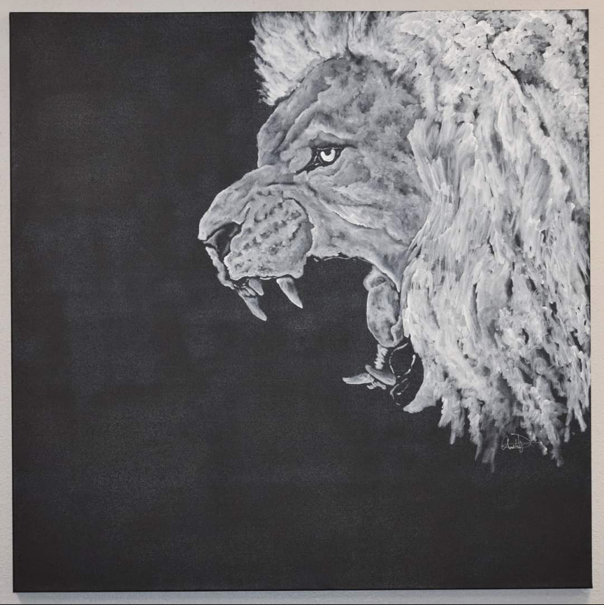 two tone lion portrait