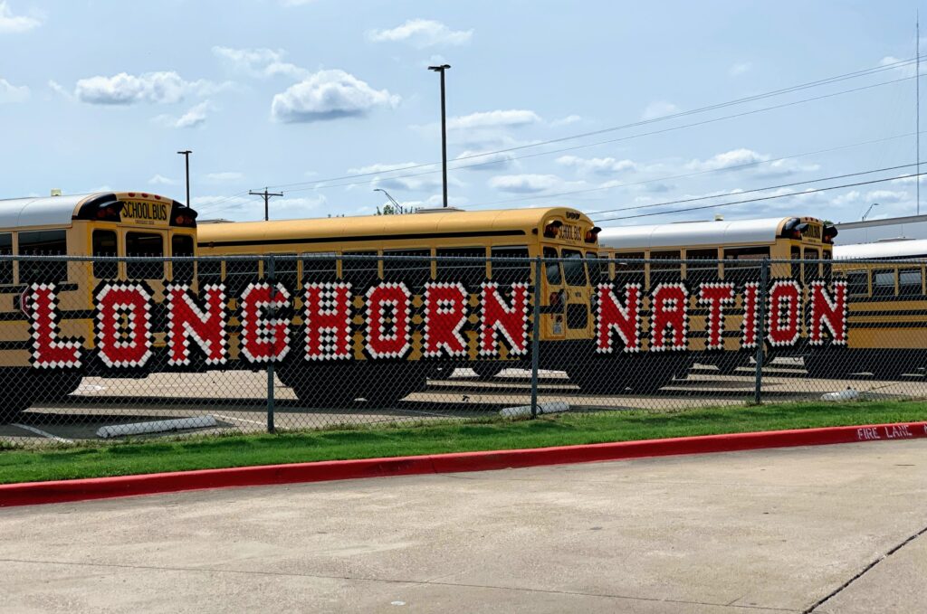 longhorn nation on fence of Cedar Hill high school