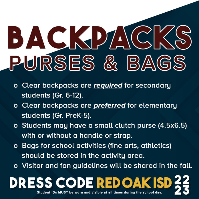 graphic for backpack requirements ROISD