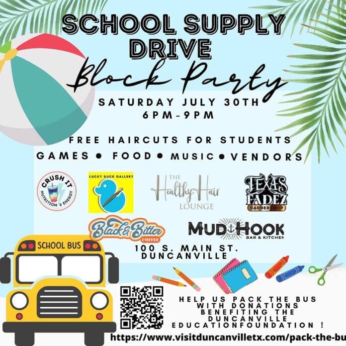 Duncanville Pack the Bus flyer