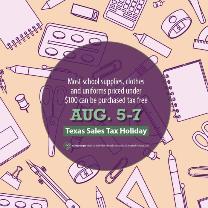 Texas sales tax holiday flyer