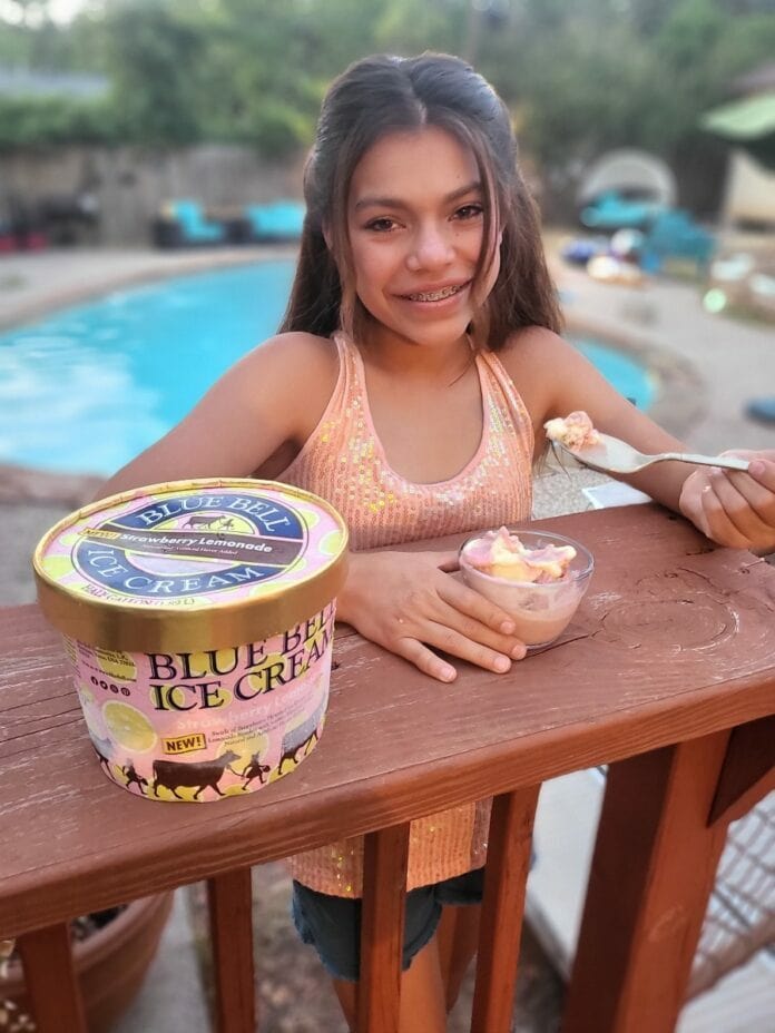 Madelyn Dodd with Blue Bell ice cream