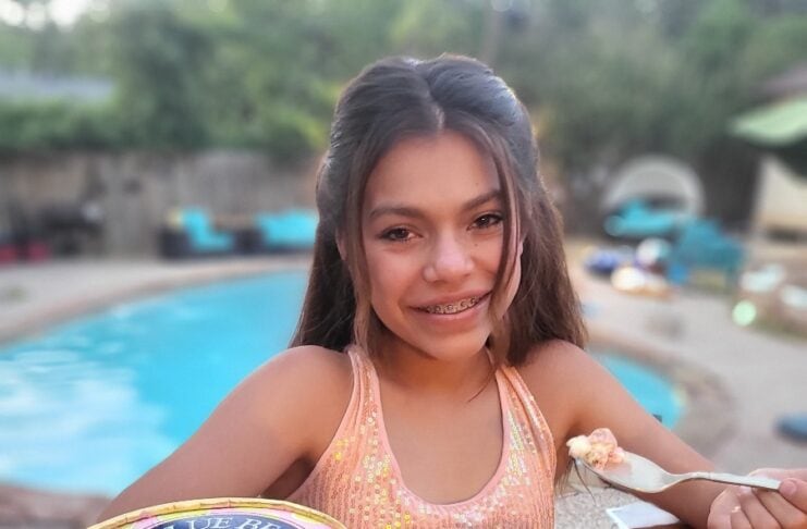 Madelyn Dodd with Blue Bell ice cream