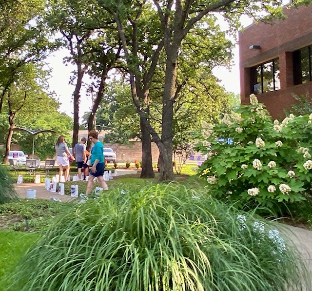 Landscaping outside of bank