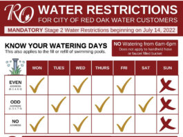 Red Oak Water restrictions flyer