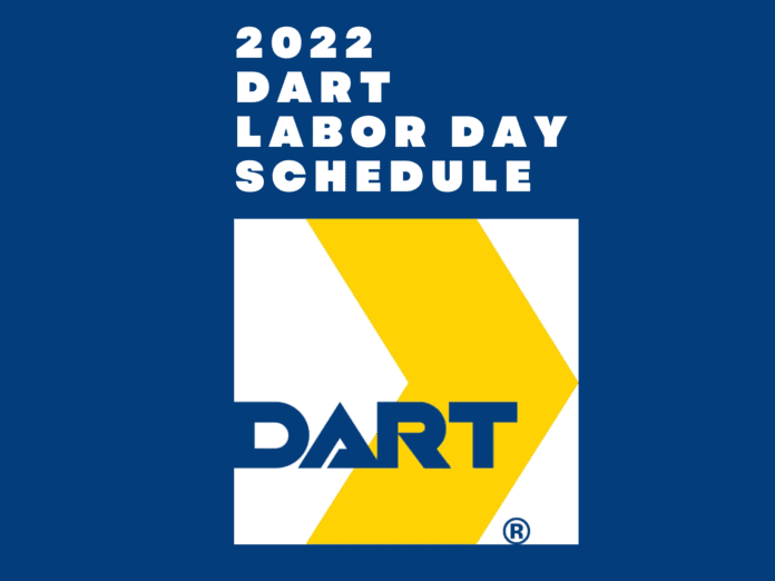 DART labor day schedule graphic