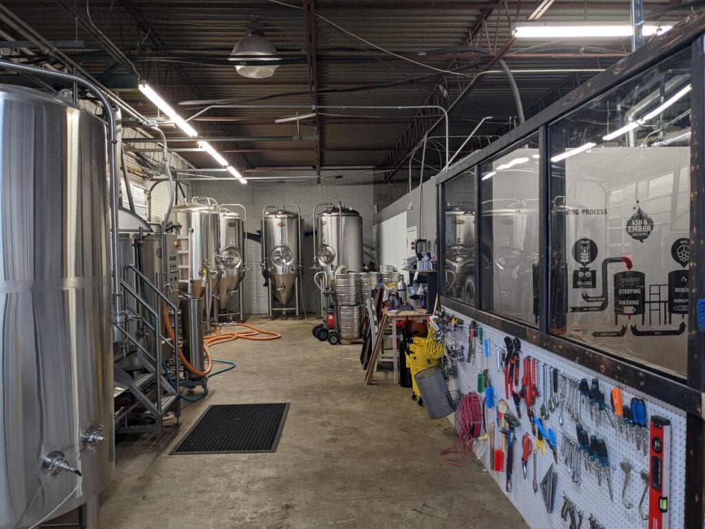 Brew tanks at Ash and Ember Brewing