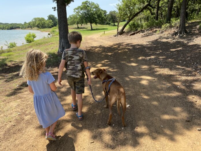 kids with dog