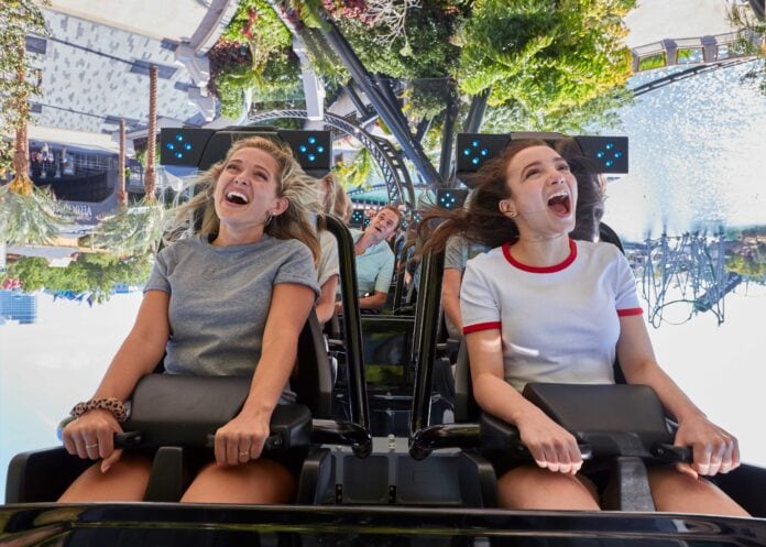 people on a roller coaster