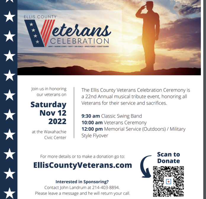 Ellis County Veterans celebration flyer