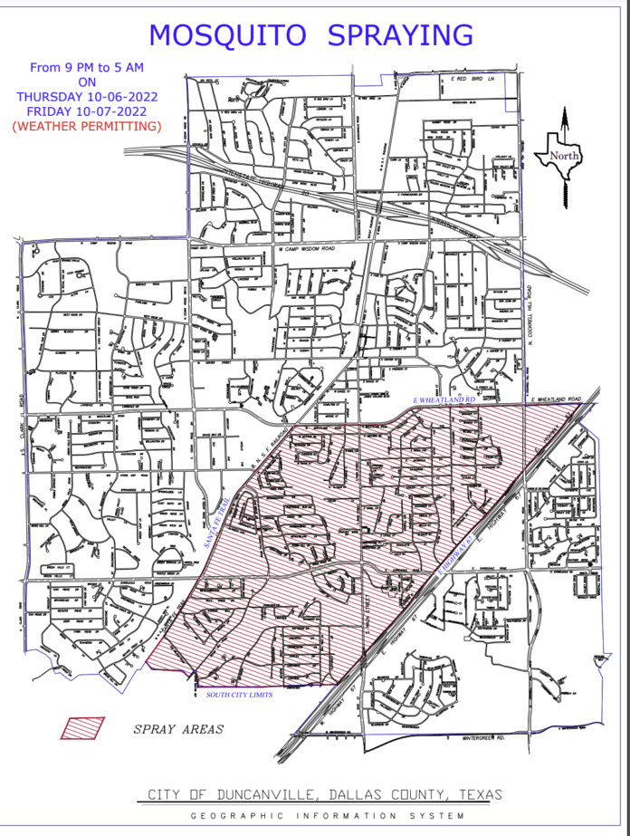 Duncanville Mosquito spraying map