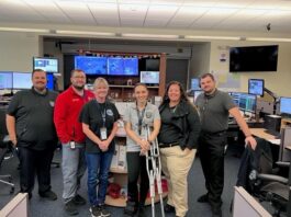 Karen Parrott with other dispatchers