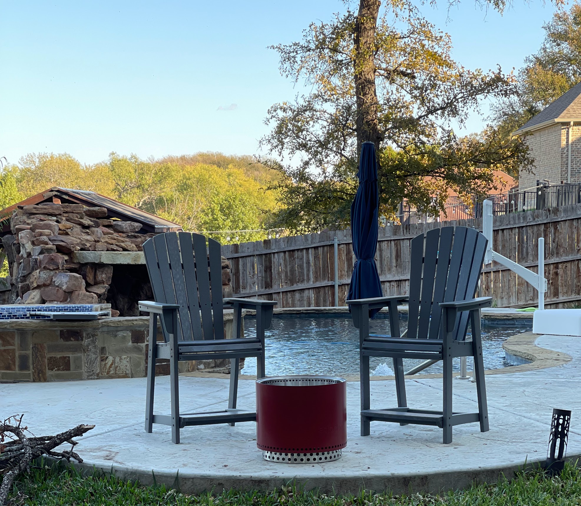 Solo Stove Bonfire on pool deck