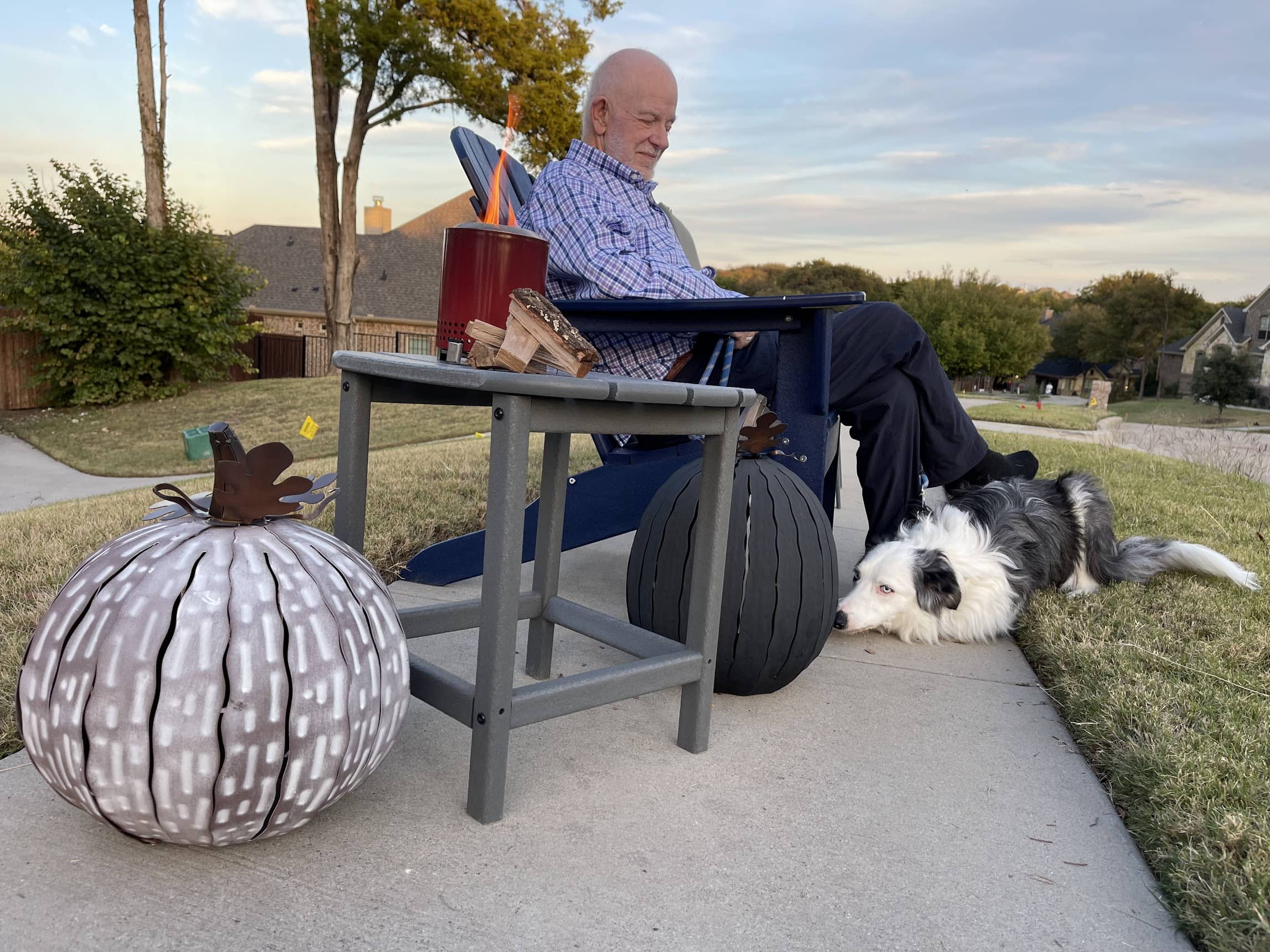 Man sitting outside with Mesa