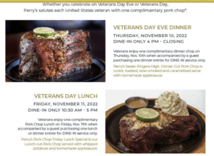 Perrys Veterans Day pork chop