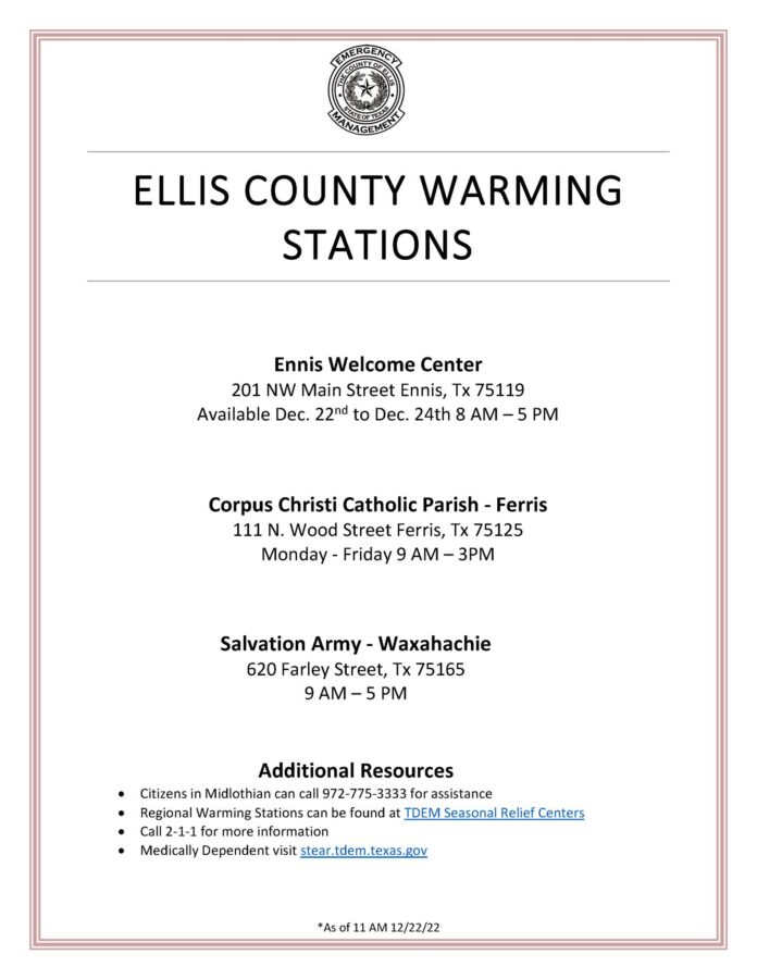 Ellis County warming stations