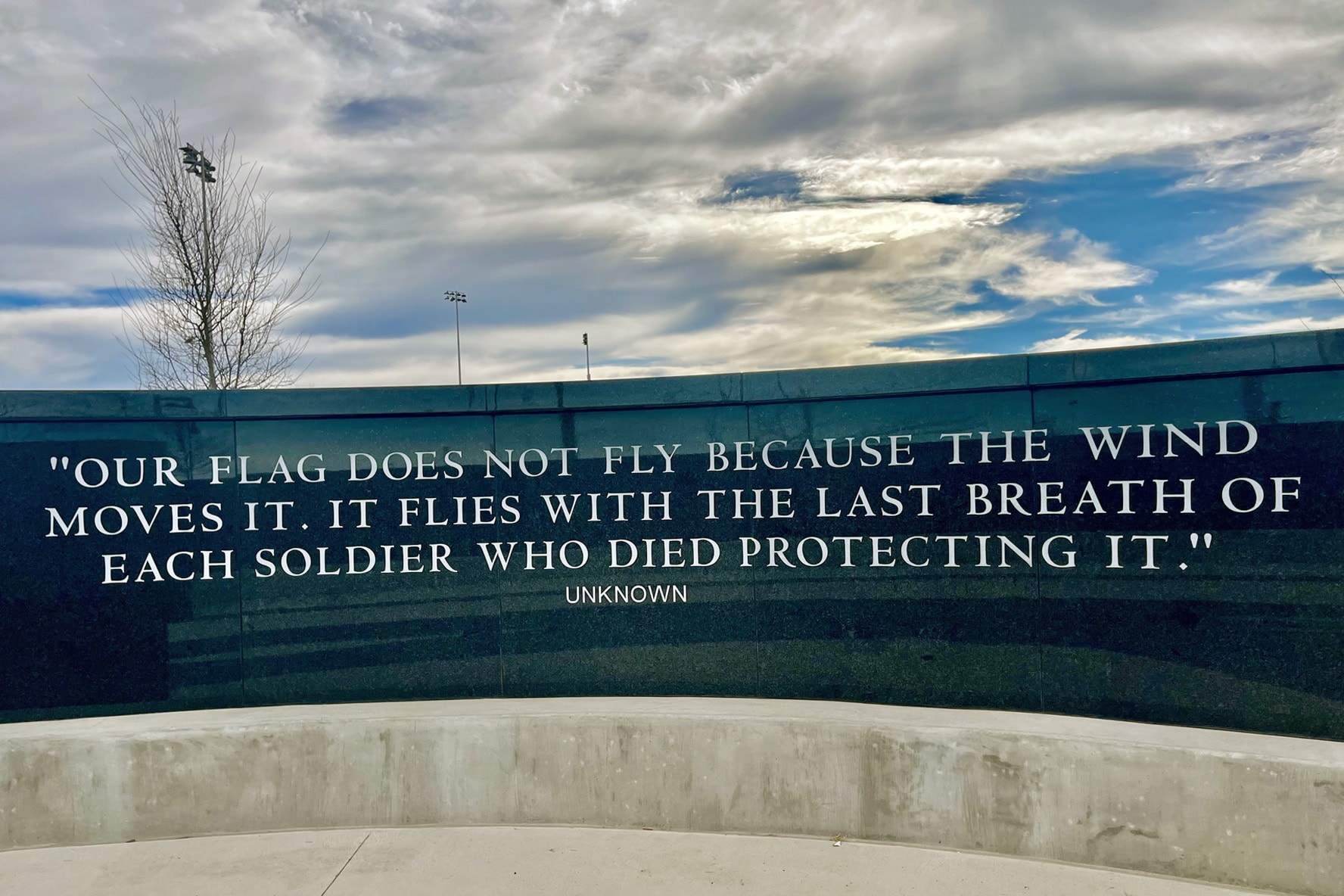 Midlothian Veterans Memorial stone with words
