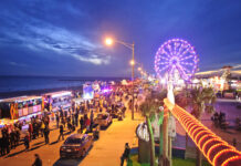 Mardi Gras Galveston Is 3rd Largest Mardi Gras Celebration in U.S. Ferris wheel on beachfront at night