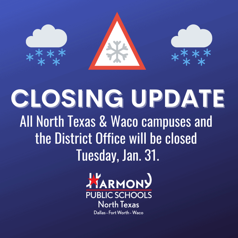 Harmony public schools closing graphic