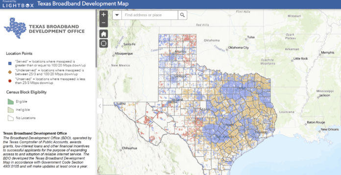 Texas broadband map