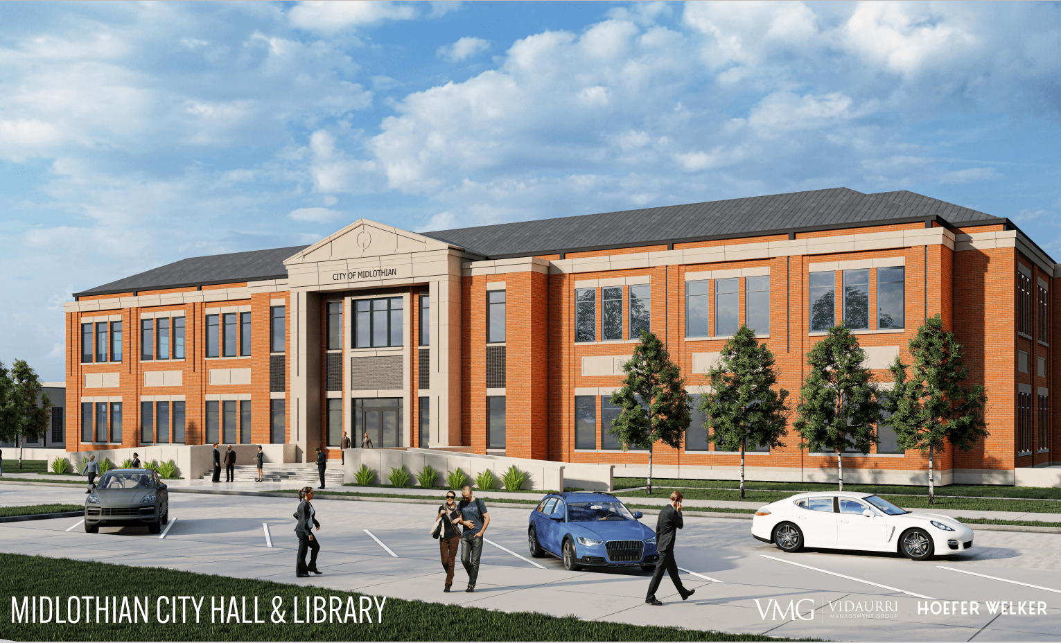 Rendering of Midlothian City Hall and library
