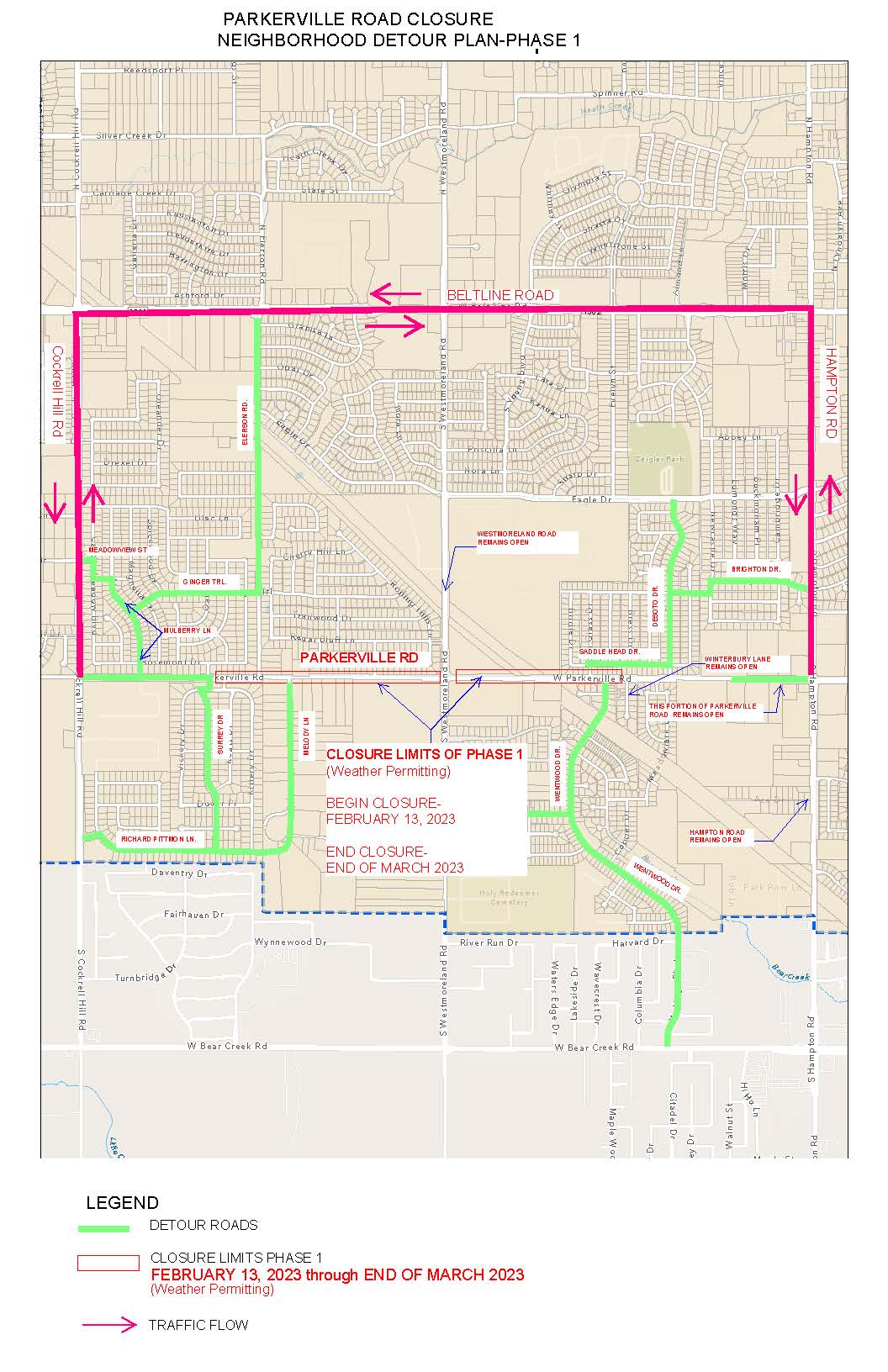 Phase 1 DeSoto detour map