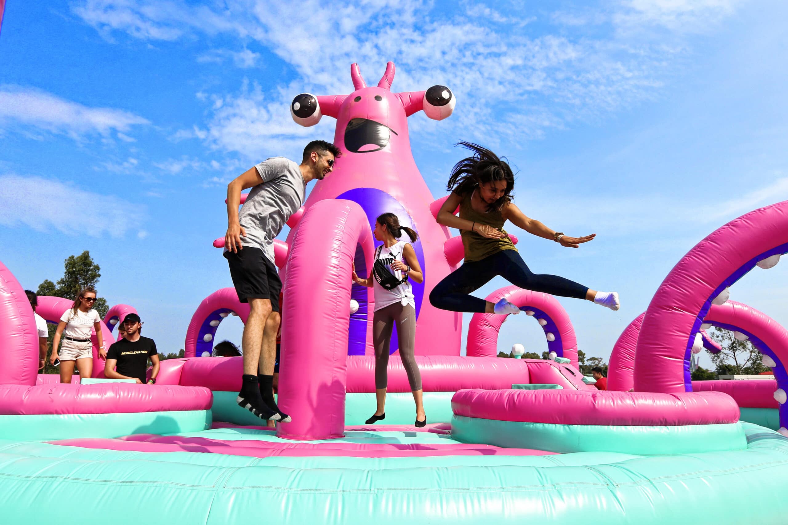 Kids jumping in air