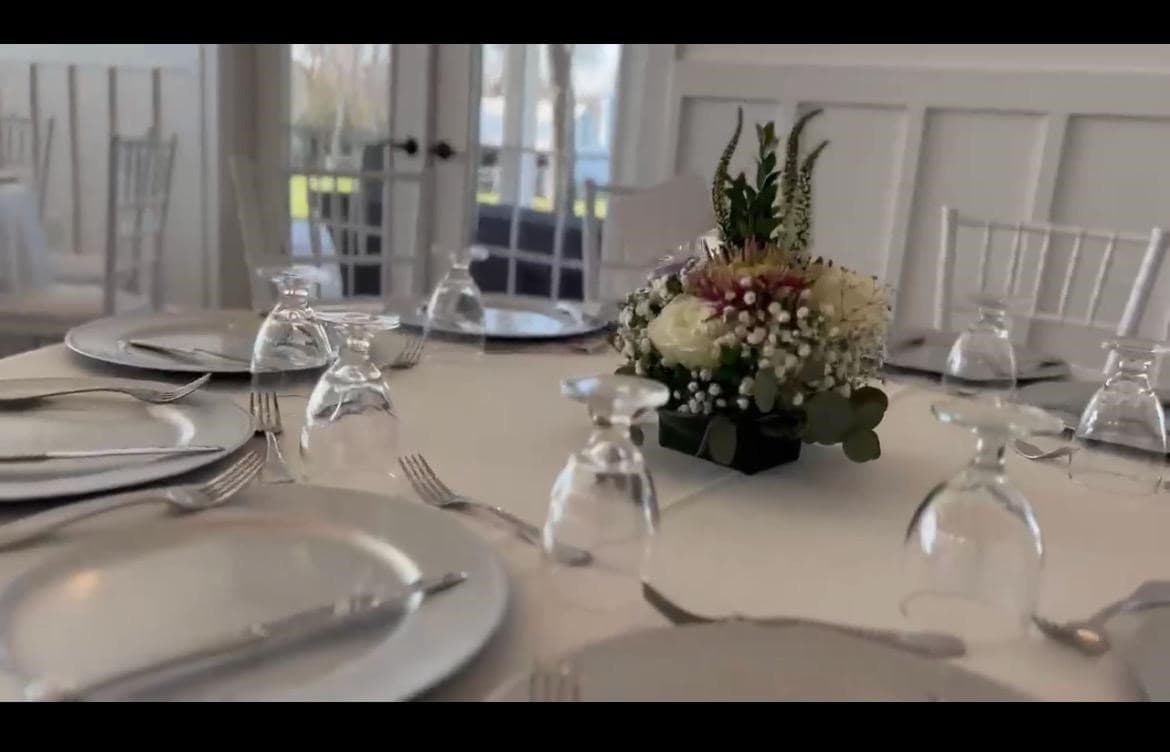 table with flower arrangement