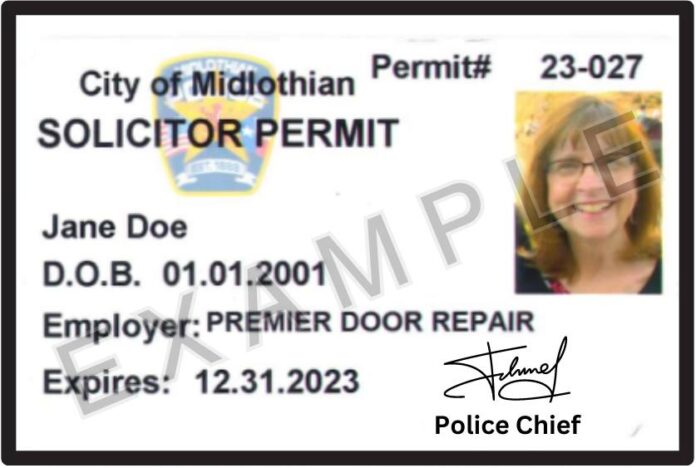 City of Midlothian Solicitor permit example