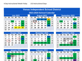 Venus ISD 2023-2024 calendar