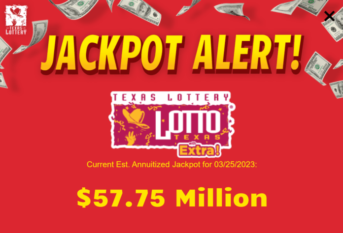 Jackpot alert text on red background