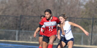 Cedar Hill Girls Soccer Trio Earns First Team All-District Honors girl kicking soccer ball
