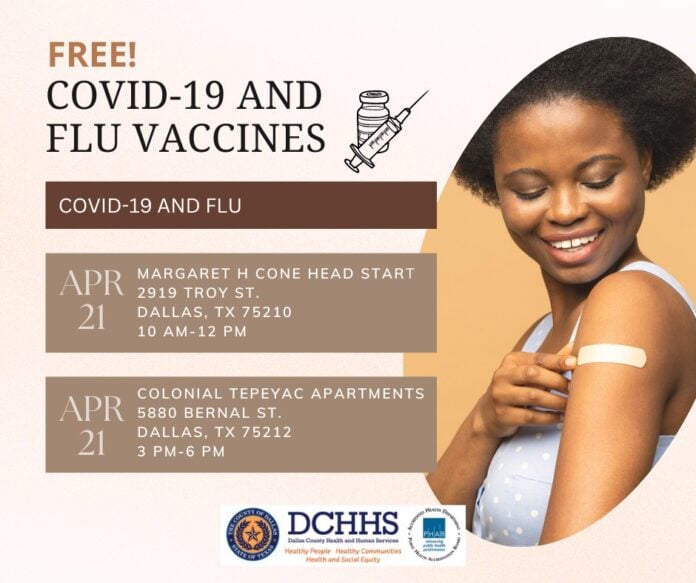 DCHHS COVID 19 and flu vaccine poster