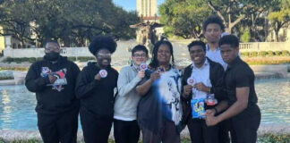 Life High School Oak Cliff Attends UIL State Cross-Examination Debate Meet students standing outside