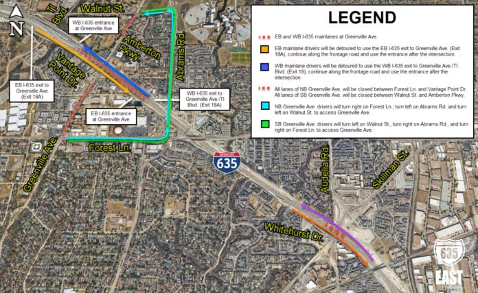 635 Greenville map lane closures