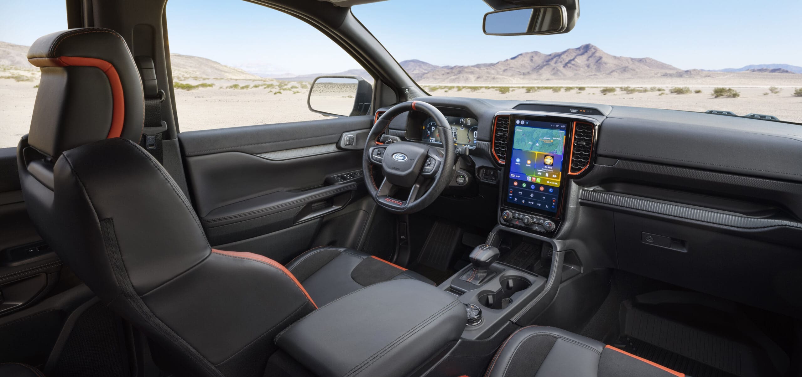 steering wheel and interior of 2024 Ranger Raptor