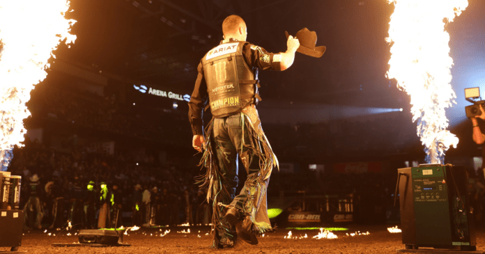 Bull rider on stage