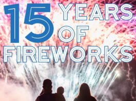 fireworks with text