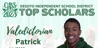Meet DeSoto High School Class of 2023 Top Scholar, Class President, and Class Valedictorian Patrick Williams Jr. Valedictorian Patrick Williams Jr.