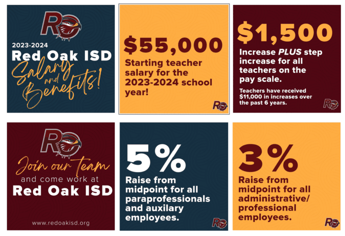 Red Oak ISD graphic showing salary increase