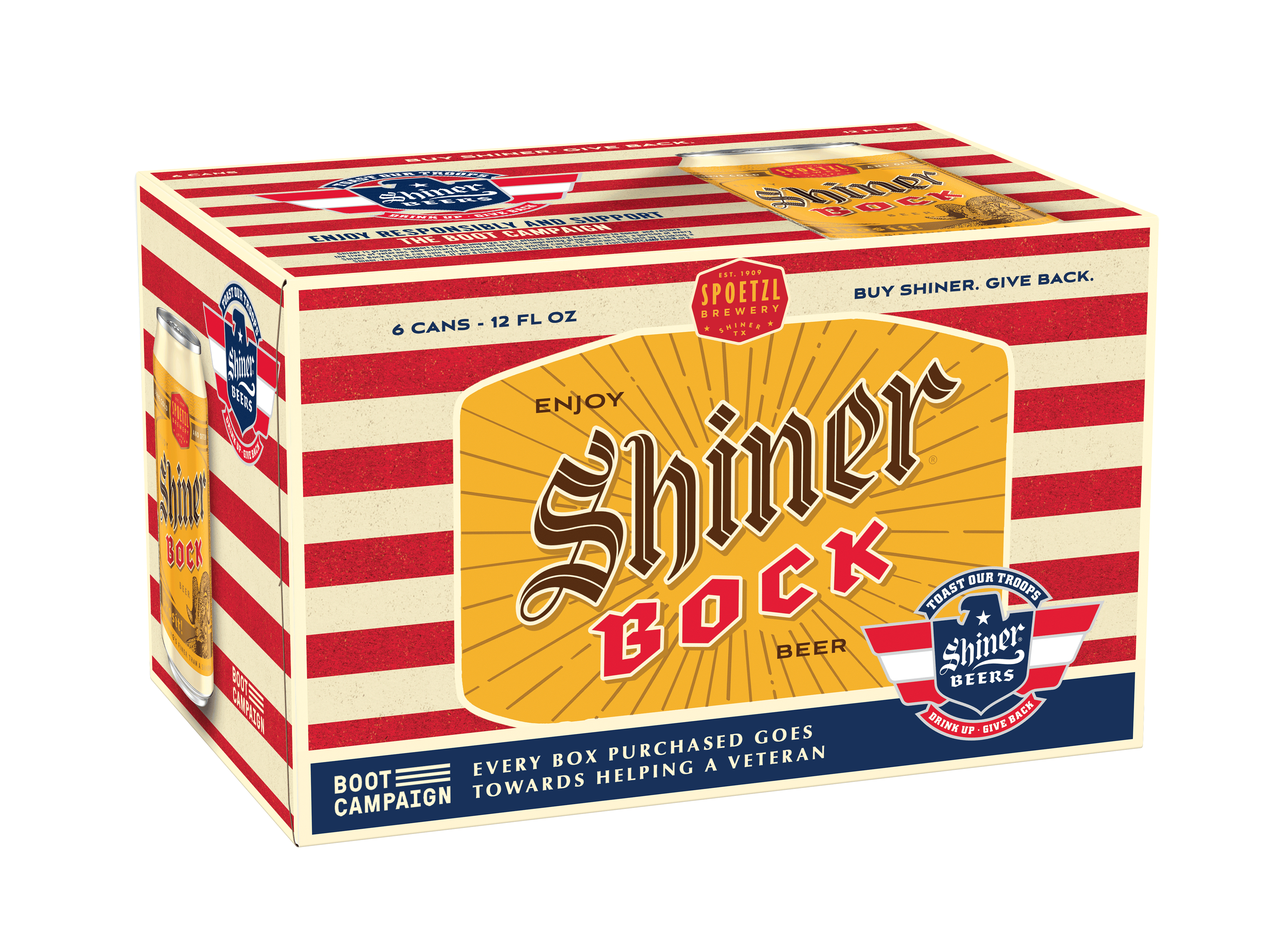 Shiner Bock toast our troops package