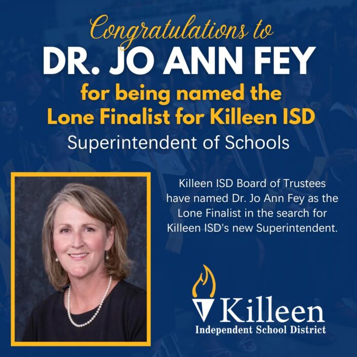 Killeen ISD text with headshot of Jo Ann Fey