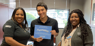 Texas Trust Credit Union Announces Winning Teachers in Golden Gratitude Giveaway Raul Rodriguez with two ladies