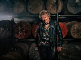 Rod Stewart with whisky barrels