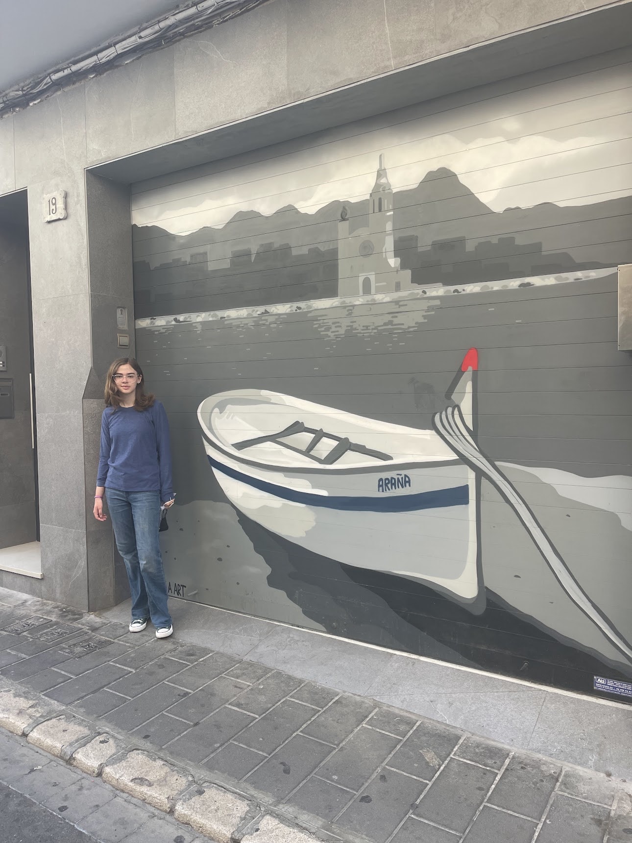 A mural of a boat in Sitges Spain